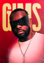 Design complet du poster "GIMS" – version sans cadre, visuel artistique, ton rouge et or