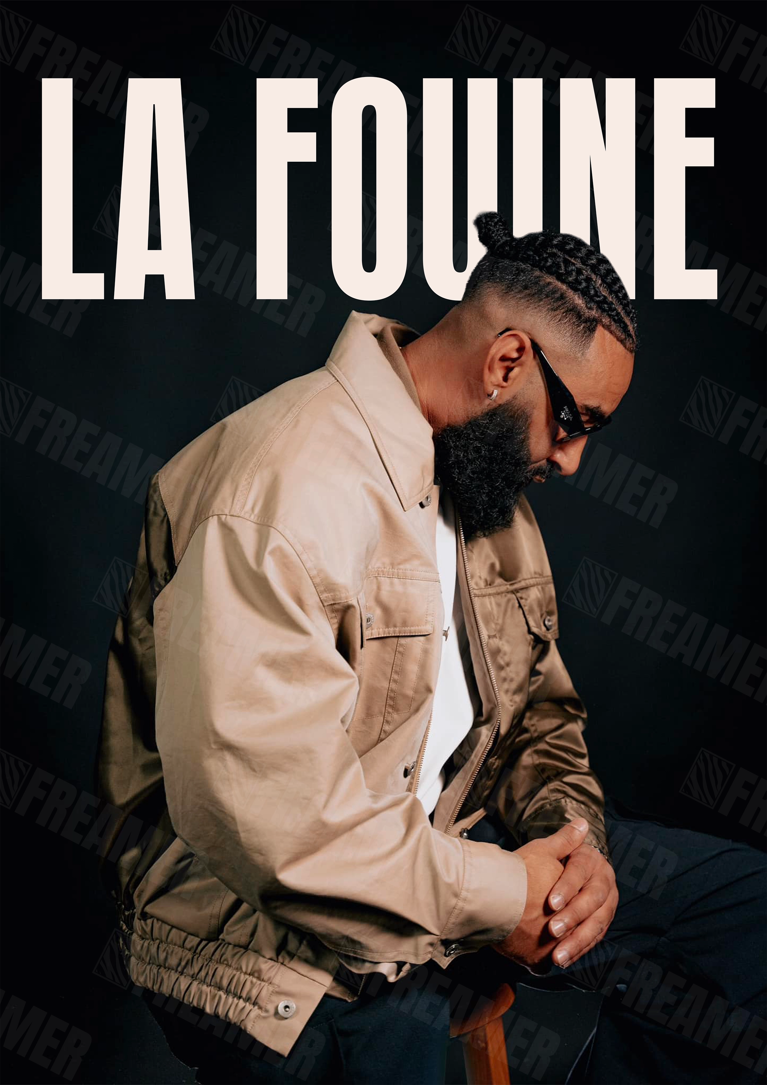 Design complet du poster "LA FOUINE" – version sans cadre, visuel artistique, ton noir