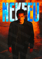 Design complet du poster "NEKFEU" – version sans cadre, visuel artistique, ton orange