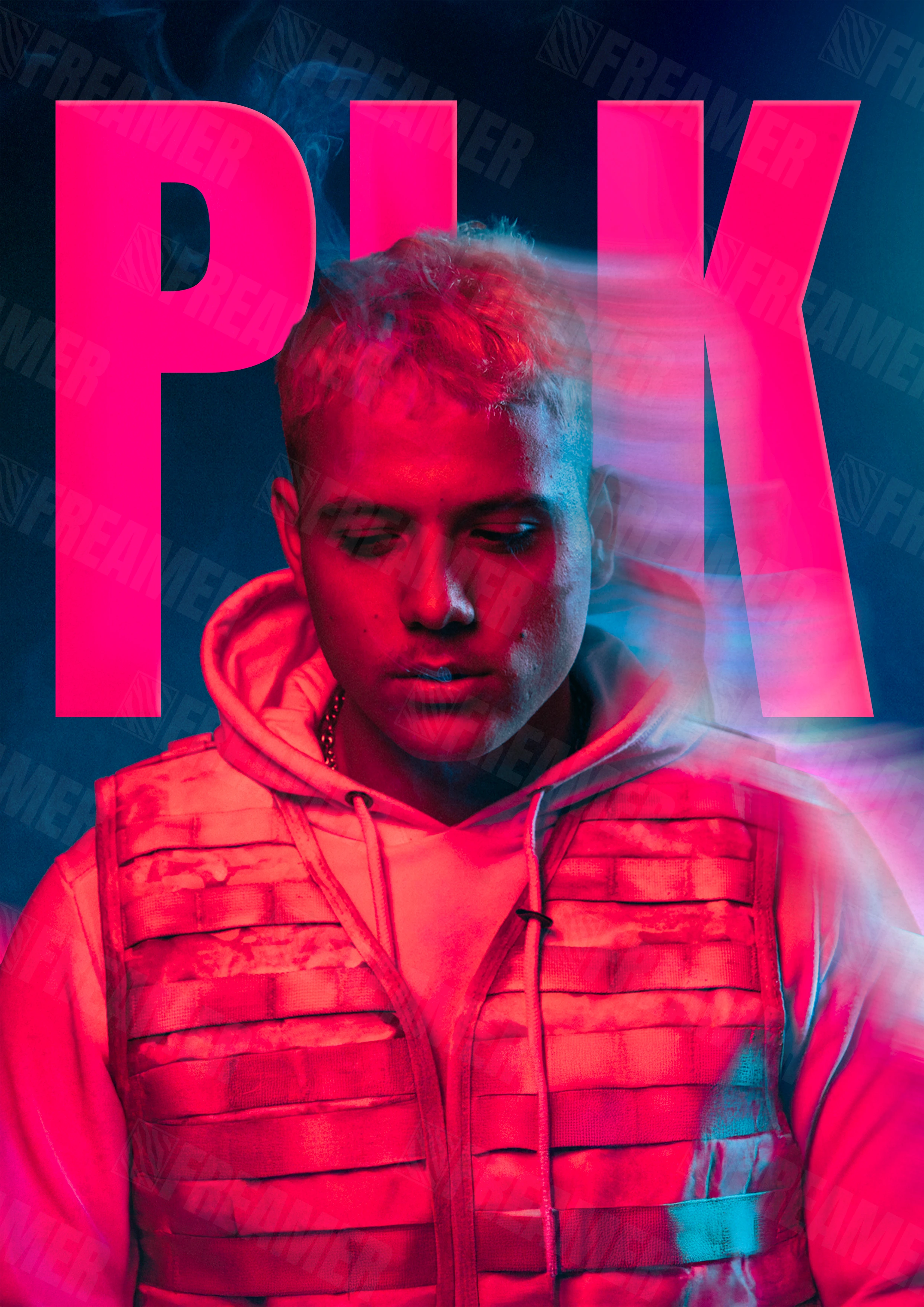 Design complet du poster "PLK" – version sans cadre, visuel artistique, ton rouge