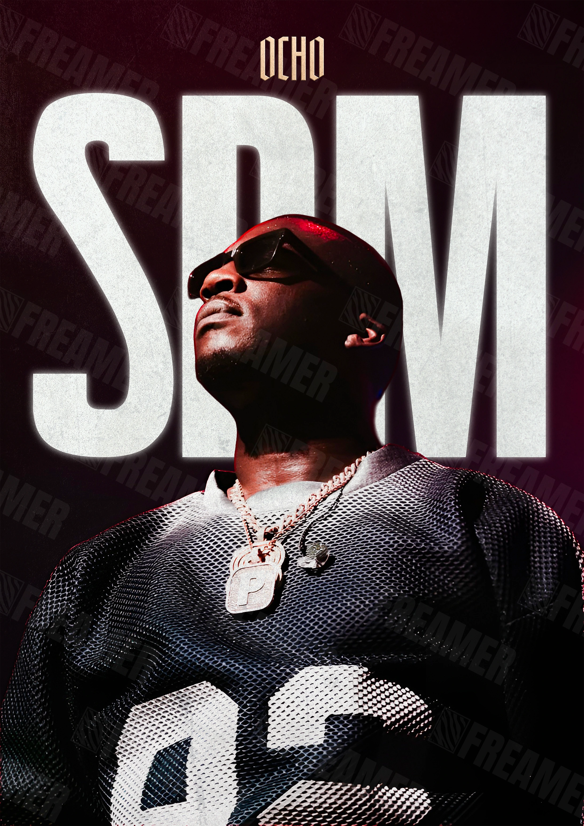 Design complet du poster "SDM" – version sans cadre, visuel artistique, ton noir, blanc et rouge