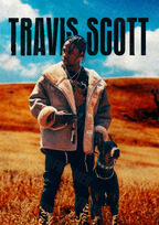 Design complet du poster "TRAVIS SCOTT" – version sans cadre, visuel artistique, ton orange