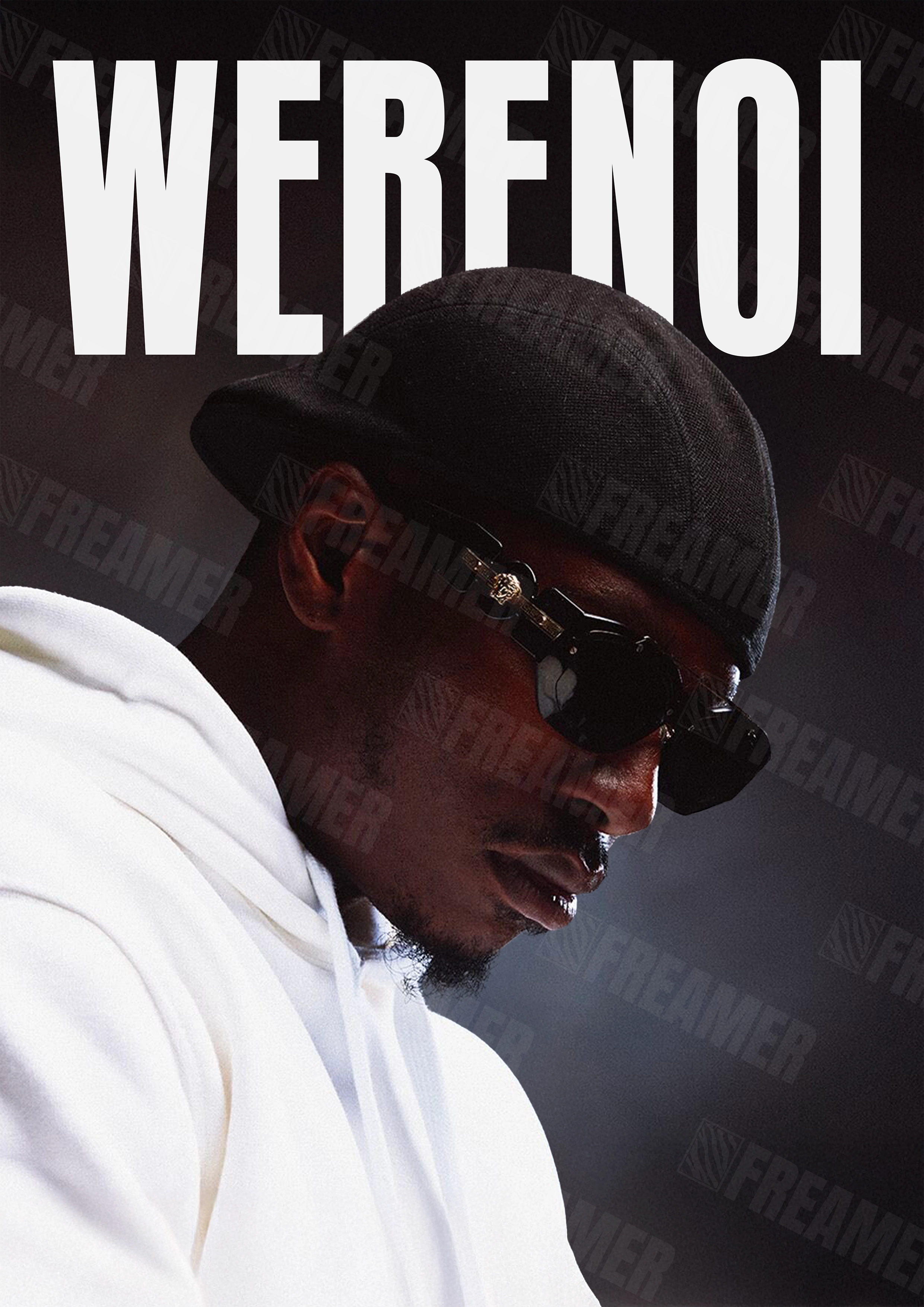 Design complet du poster "WERENOI" – version sans cadre, visuel artistique, ton noir