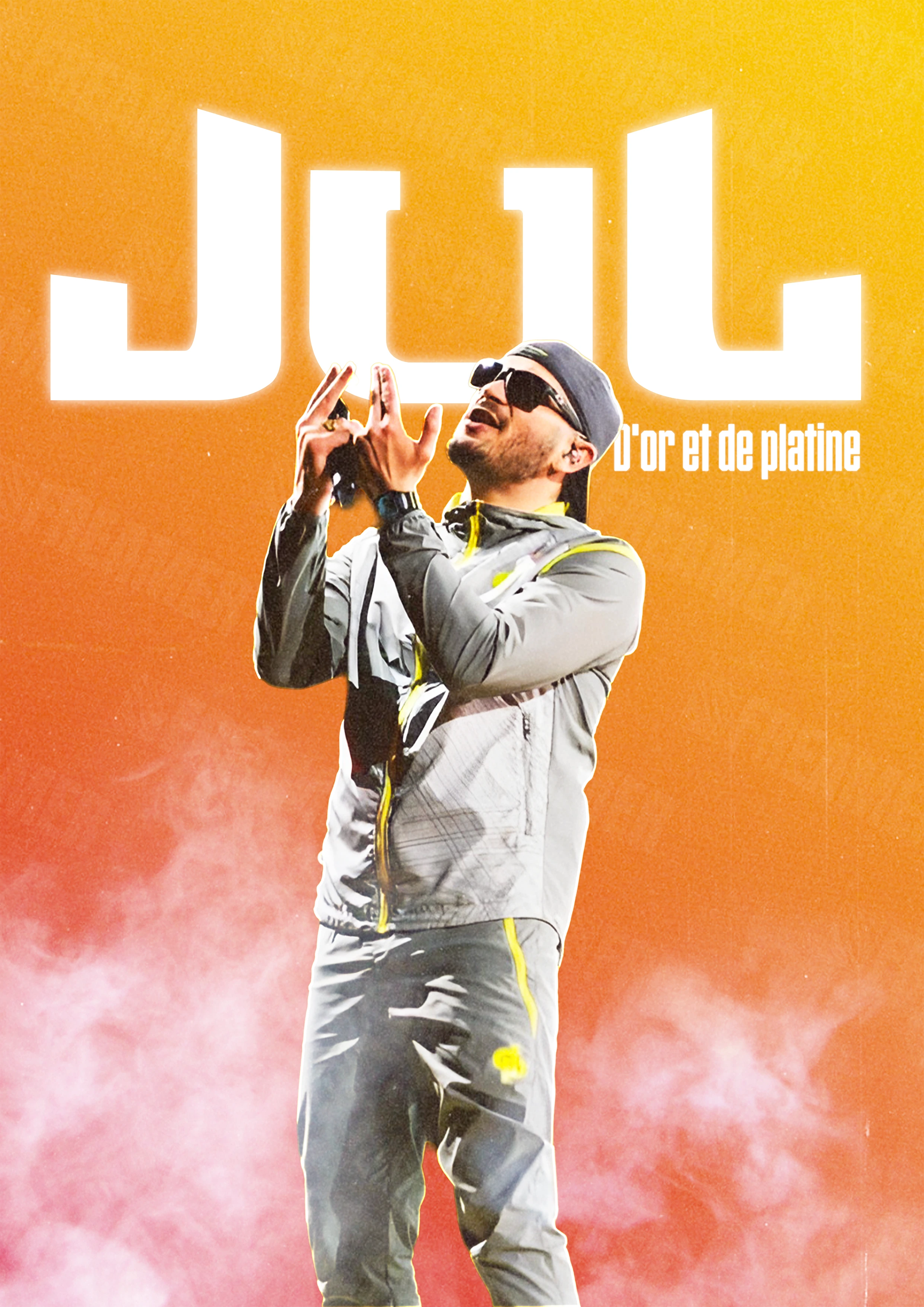 Design complet du poster "JUL" – version sans cadre, visuel artistique, ton orange