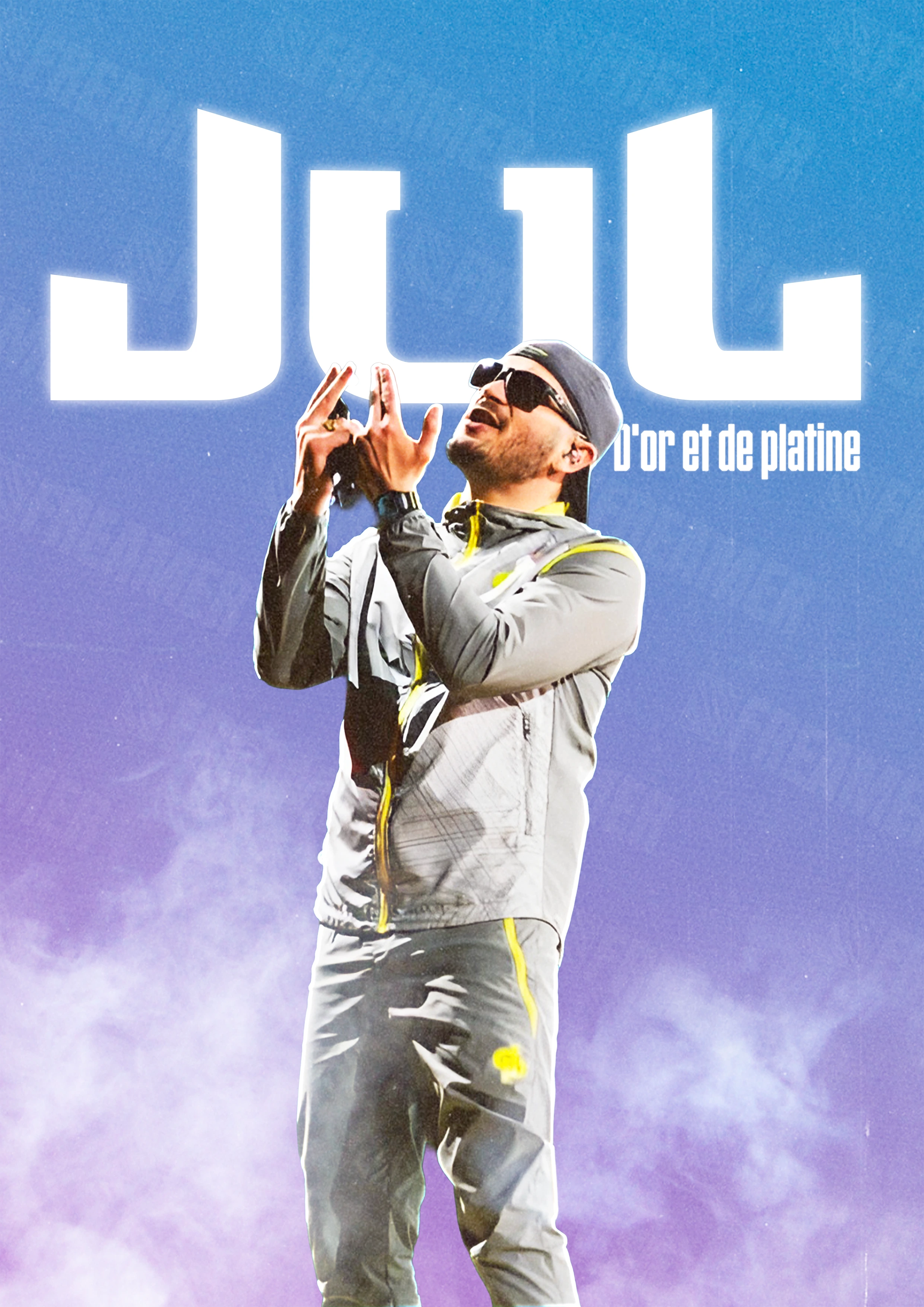 Design complet du poster "JUL" – version sans cadre, visuel artistique, ton bleu