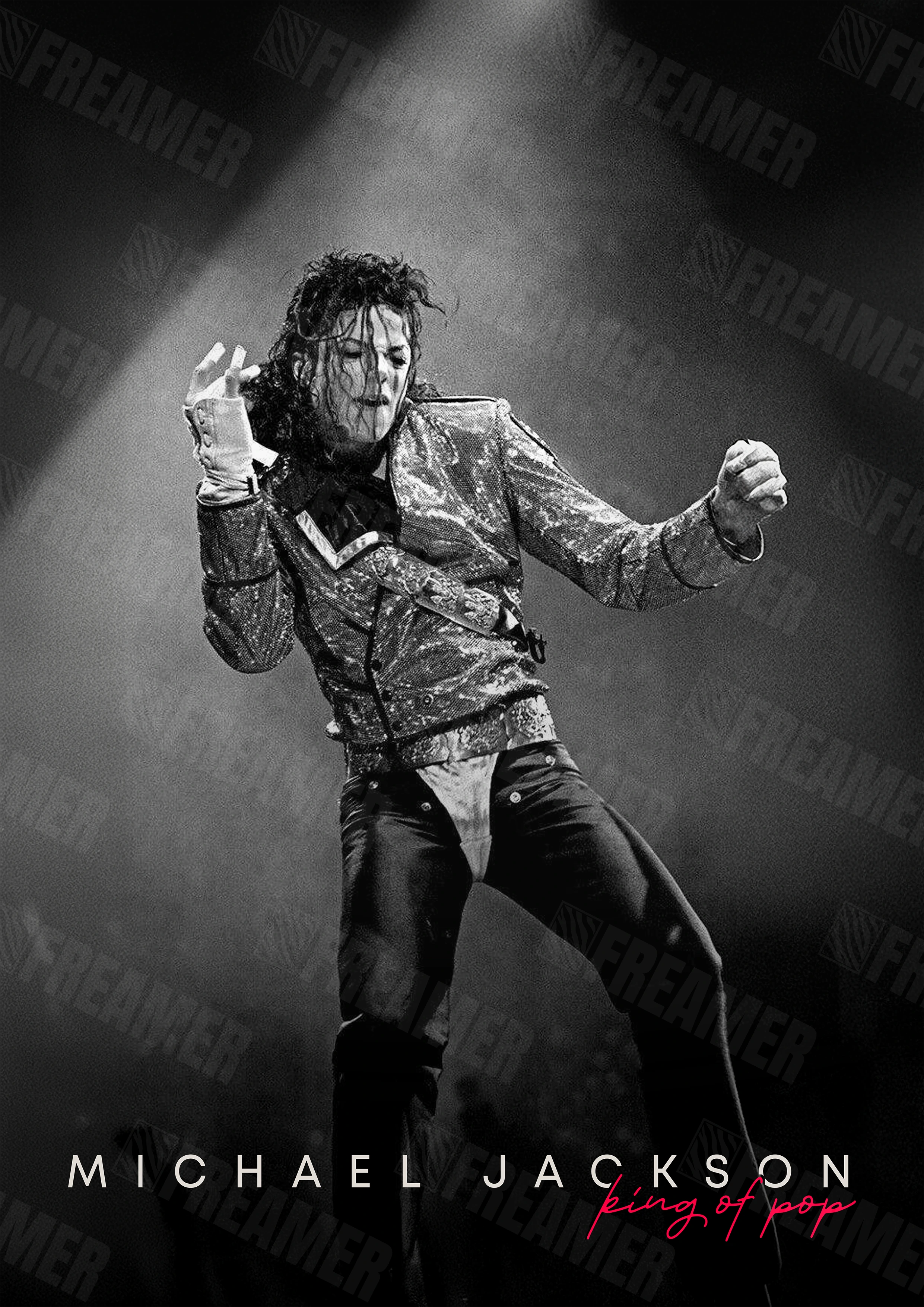 Design complet du poster "MICHAEL JACKSON" – version sans cadre, visuel artistique, ton noir