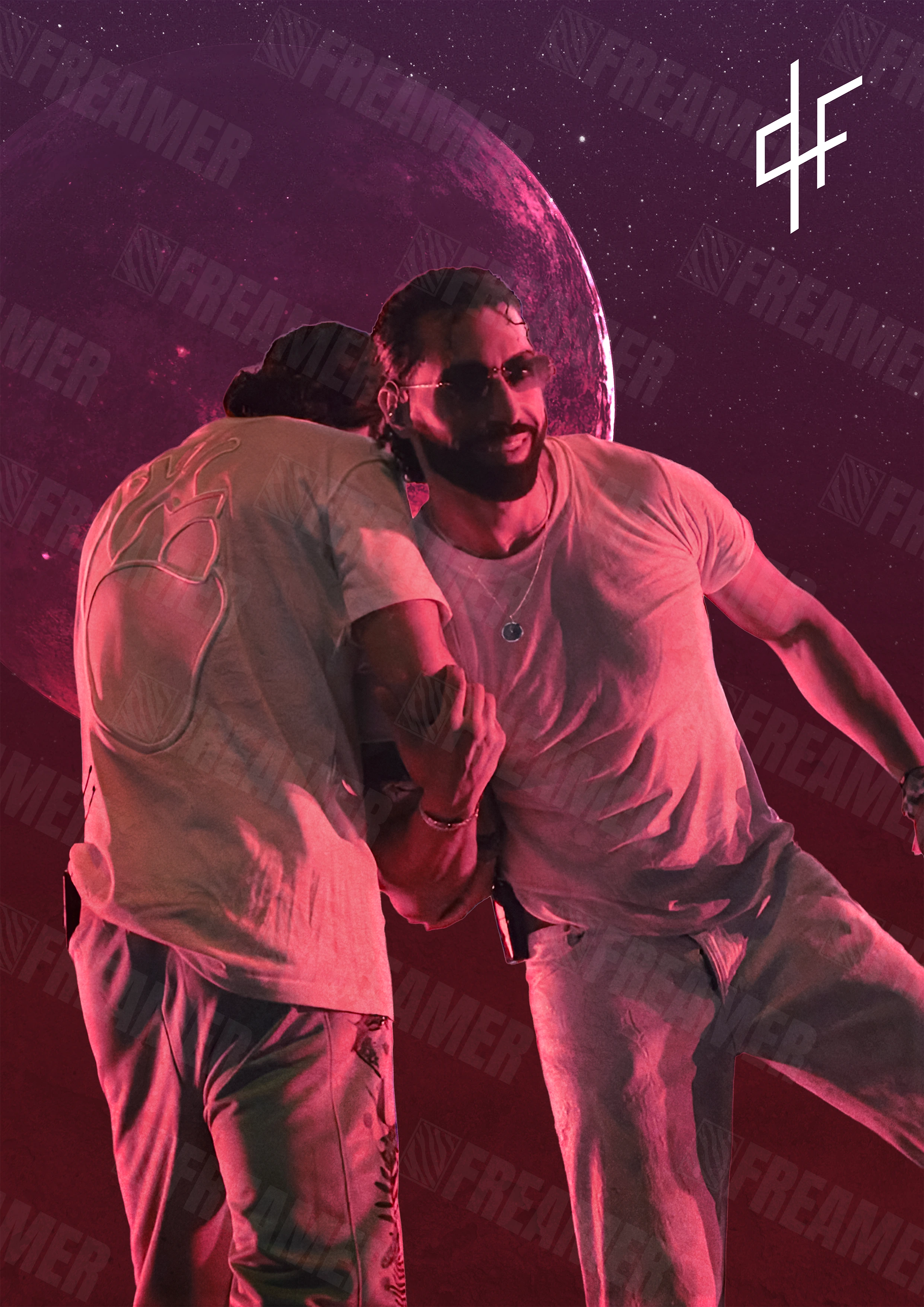 Design complet du poster "PNL" – version sans cadre, visuel artistique, ton rose