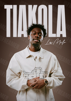 Design complet du poster "TIAKOLA" – version sans cadre, visuel artistique, ton marron