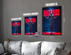 Posters "AYA" – ton rouge - formats A4, A3 et A2 dans cadres, comparaison des tailles avec dimensions