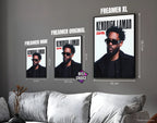 Posters "KENDRICK LAMAR" – ton blanc - formats A4, A3 et A2 dans cadres, comparaison des tailles avec dimensions