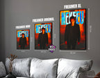 Posters "NEKFEU" – ton orange - formats A4, A3 et A2 dans cadres, comparaison des tailles avec dimensions