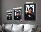 Posters "ZKR" – ton gris - formats A4, A3 et A2 dans cadres, comparaison des tailles avec dimensions
