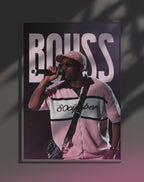 Poster dynamique "BOUSS" – version animée dans cadre, effet vivant, ton rose