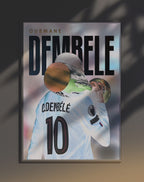 Poster dynamique "OUSMANE DEMBÉLÉ" – version animée dans cadre, effet vivant, ton bleu, blanc et or