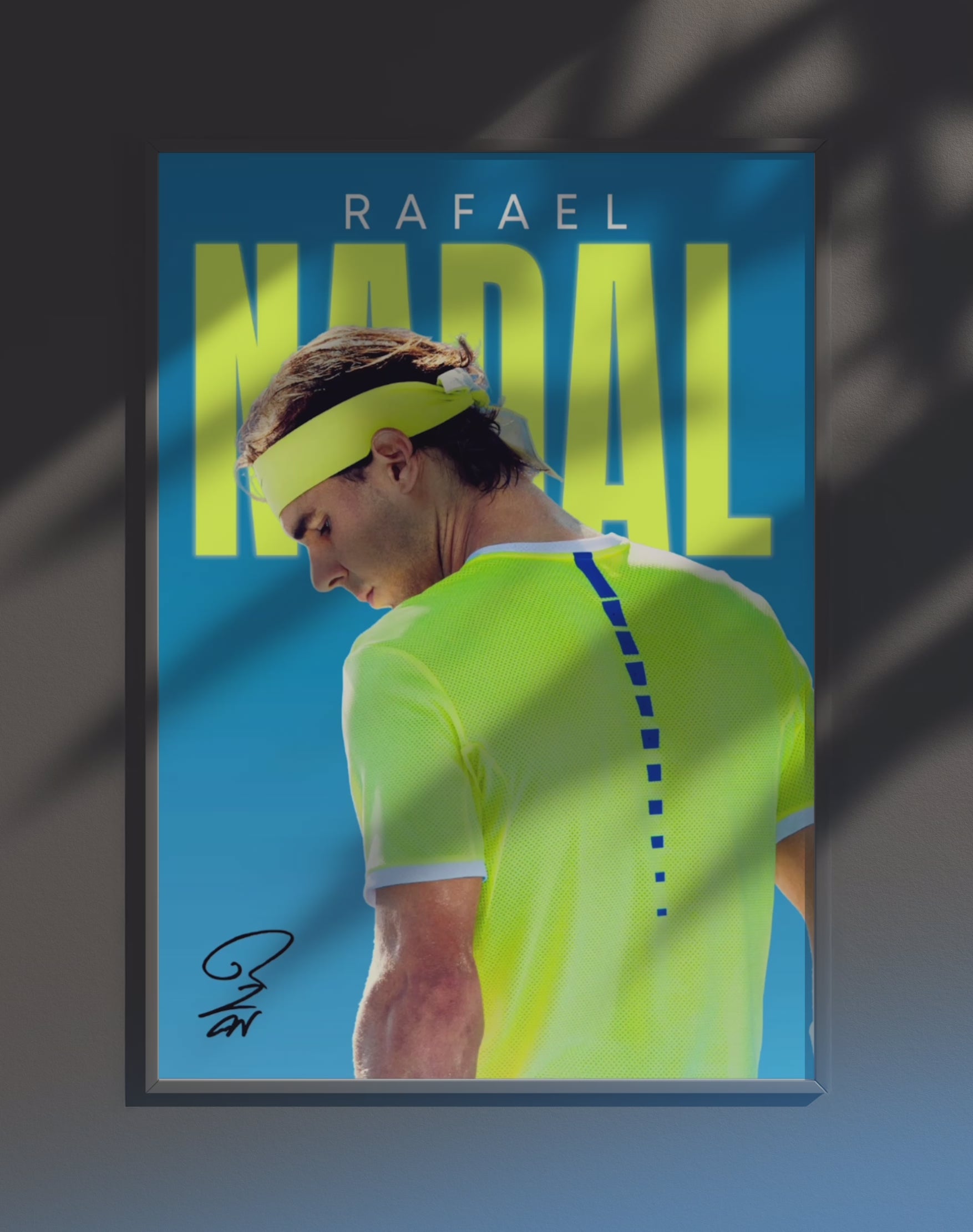 Poster dynamique "NADAL" – version animée dans cadre, effet vivant, ton bleu et jaune