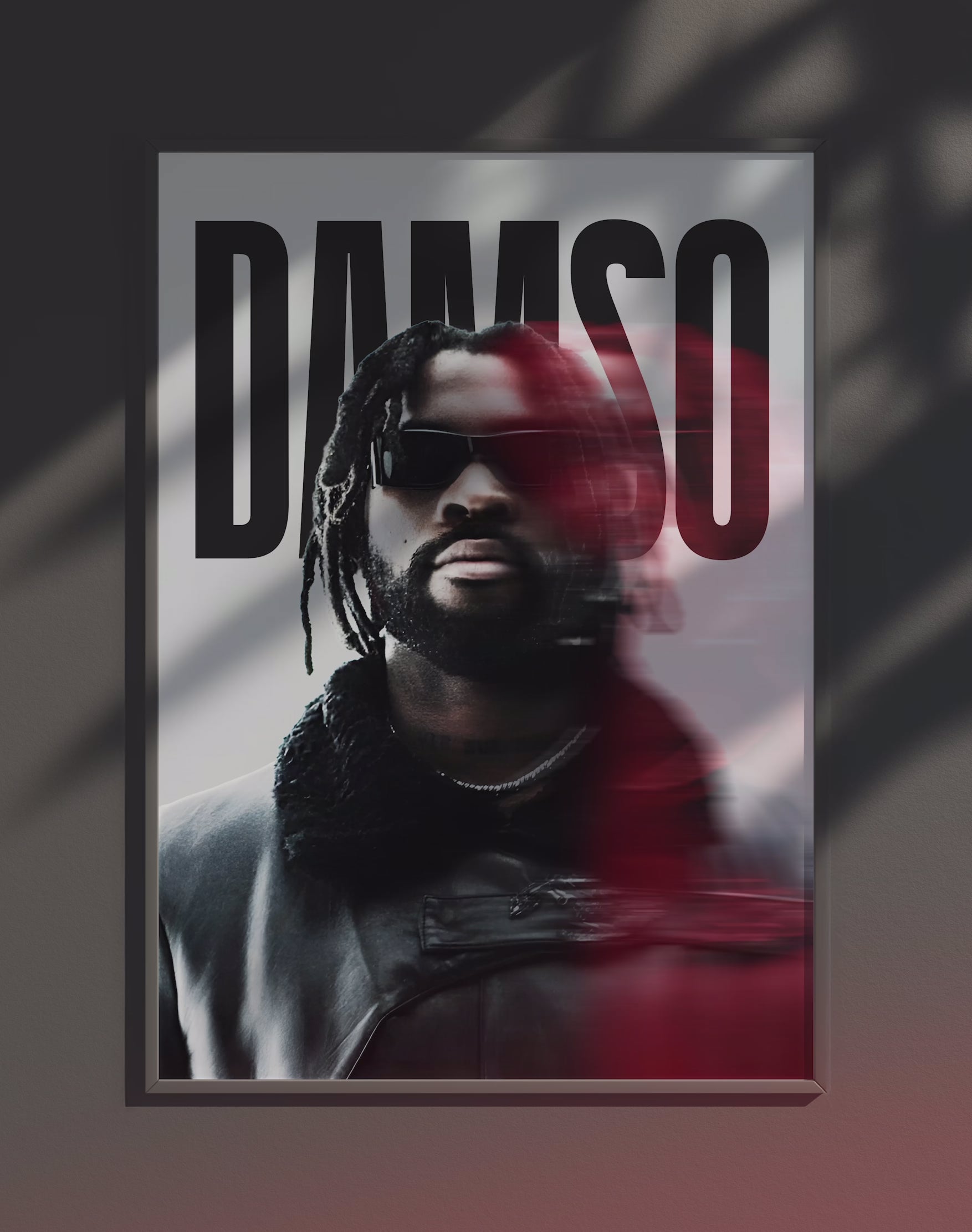 Poster dynamique "DAMSO" – version animée dans cadre, effet vivant, ton rouge 