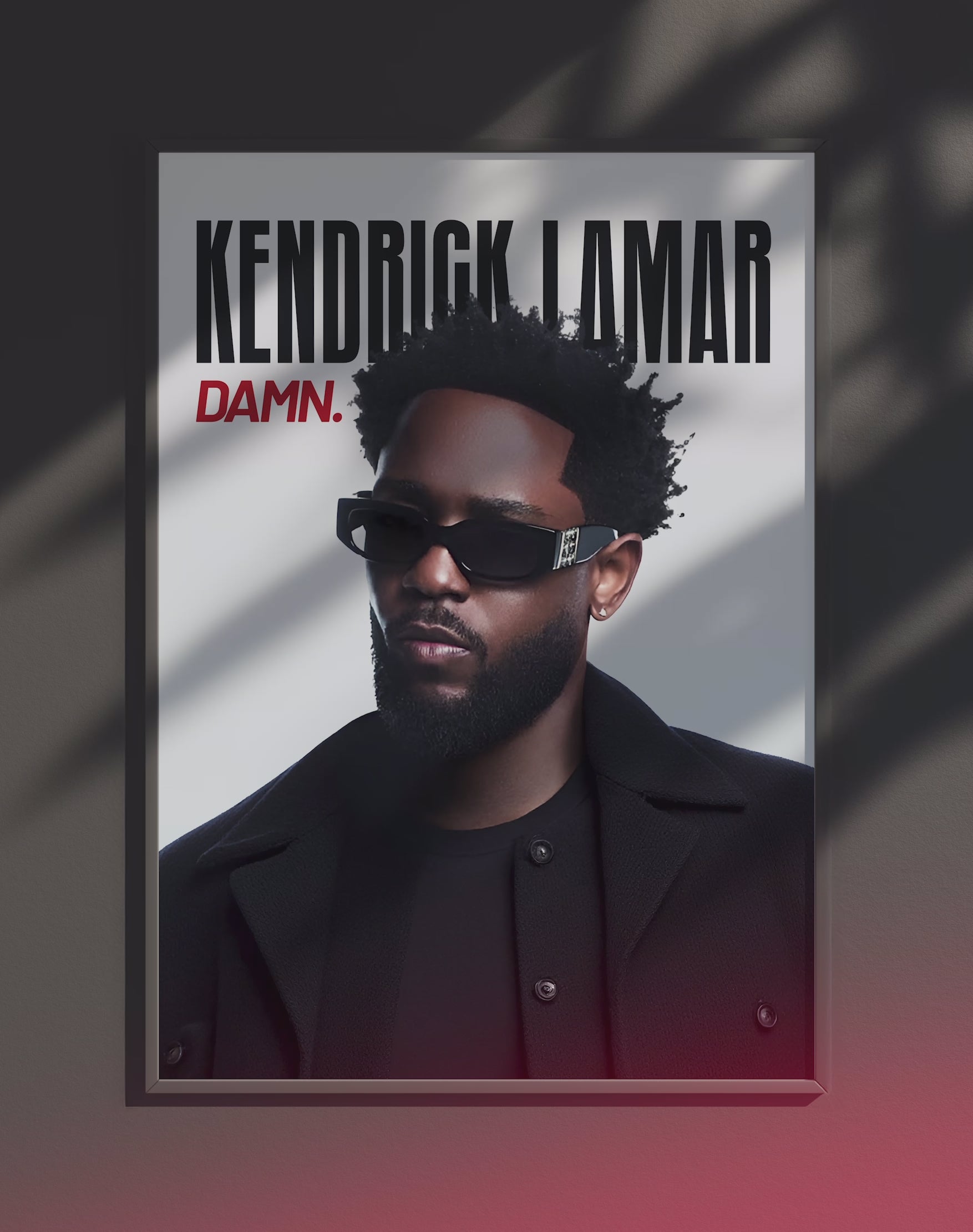 Poster dynamique "KENDRICK LAMAR" – version animée dans cadre, effet vivant, ton blanc