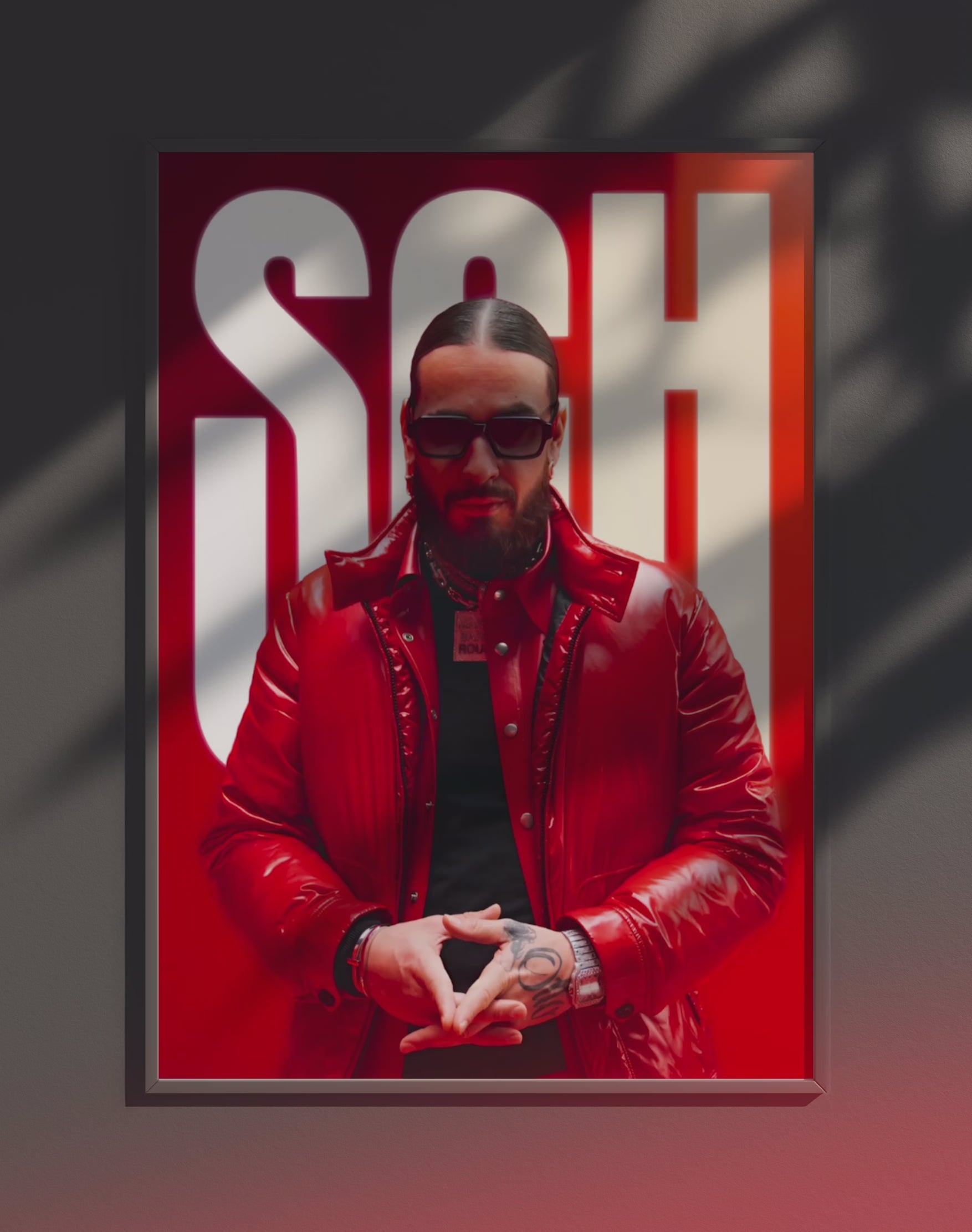 Poster dynamique "SCH" – version animée dans cadre, effet vivant, ton rouge
