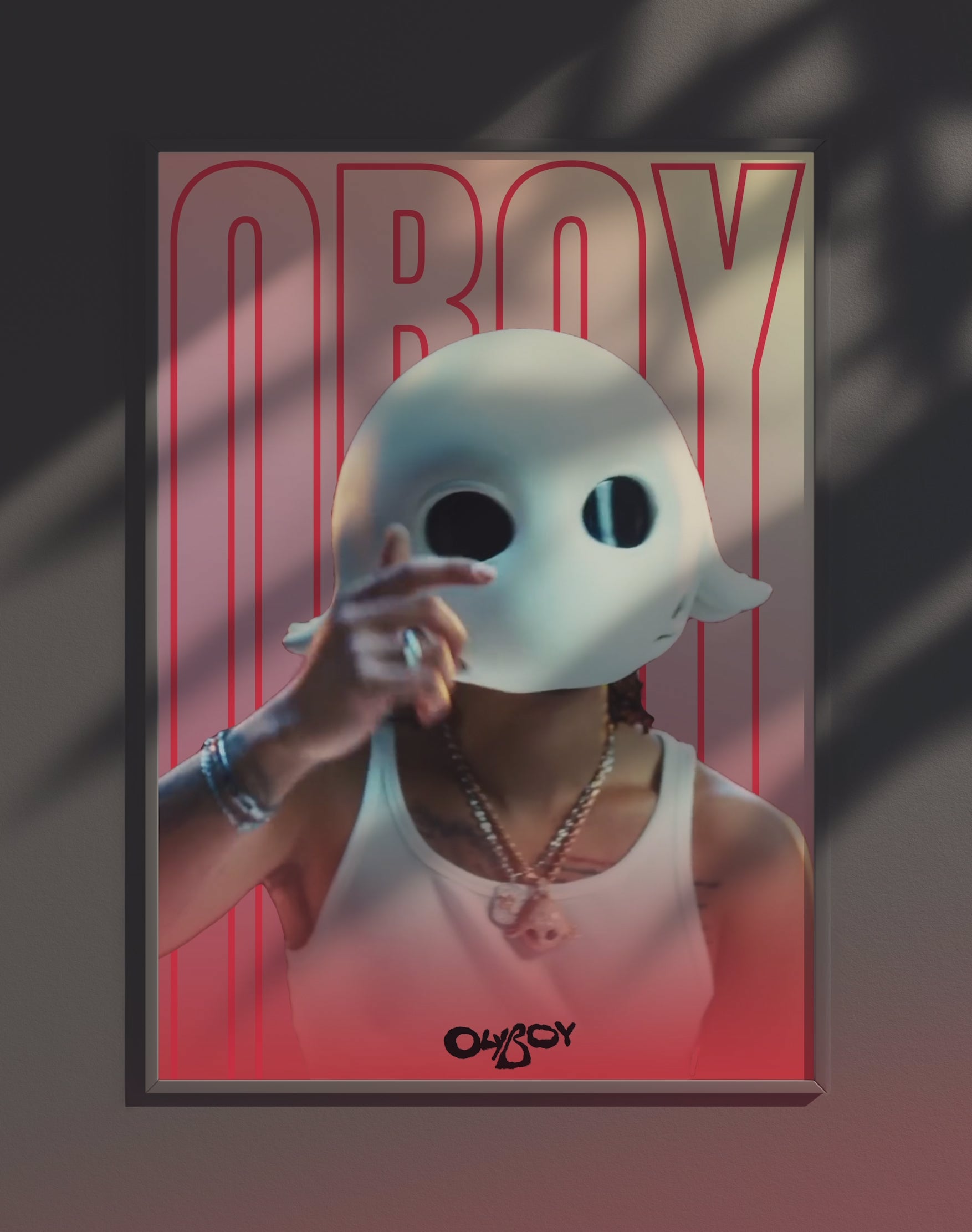 Poster dynamique "OBOY" – version animée dans cadre, effet vivant, ton rouge