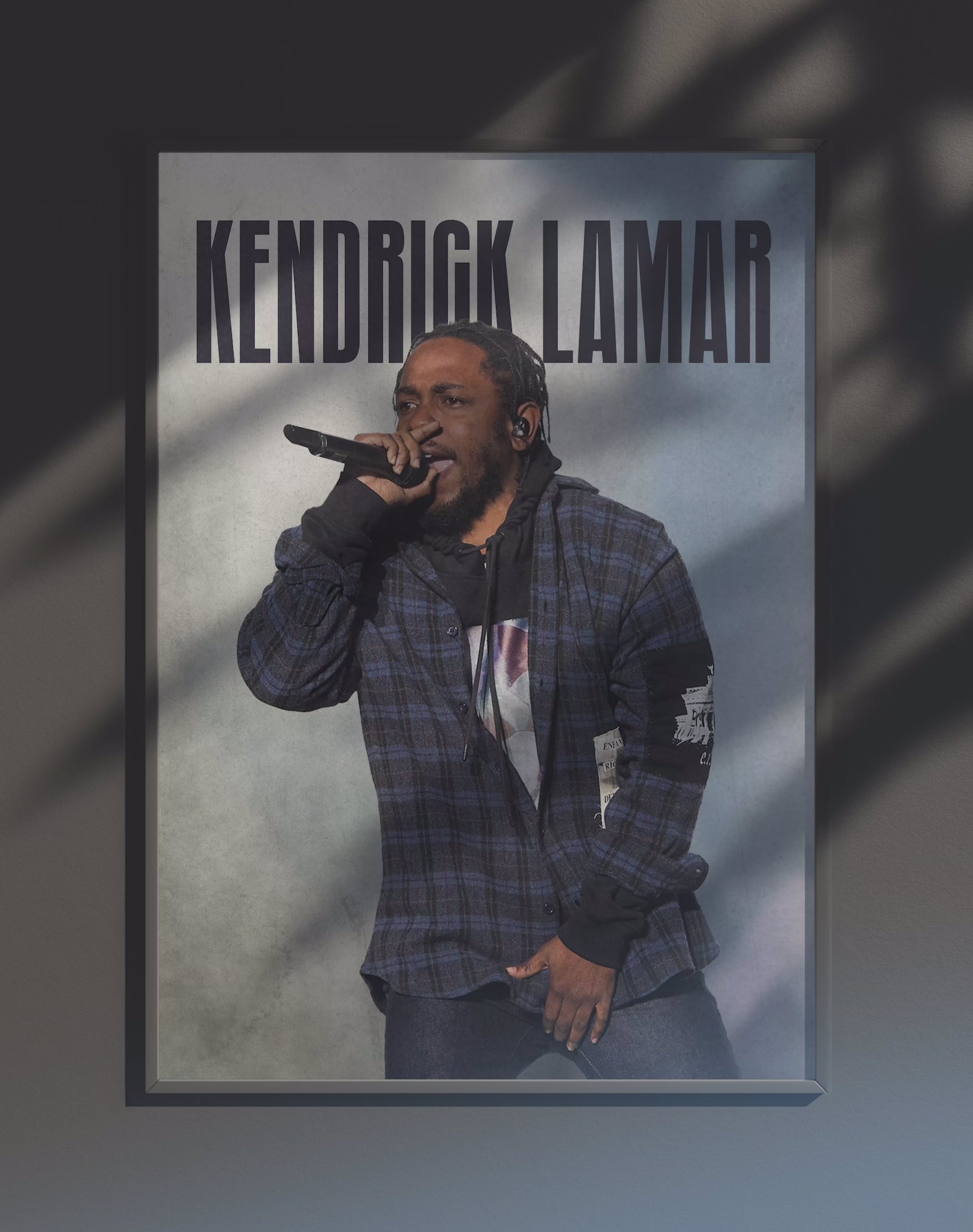 Poster dynamique "KENDRICK LAMAR" – version animée dans cadre, effet vivant, ton bleu