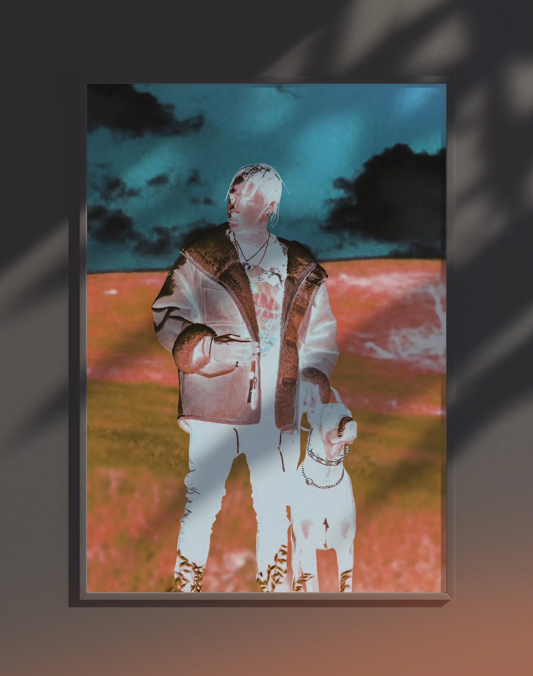 Poster dynamique "TRAVIS SCOTT" – version animée dans cadre, effet vivant, ton orange