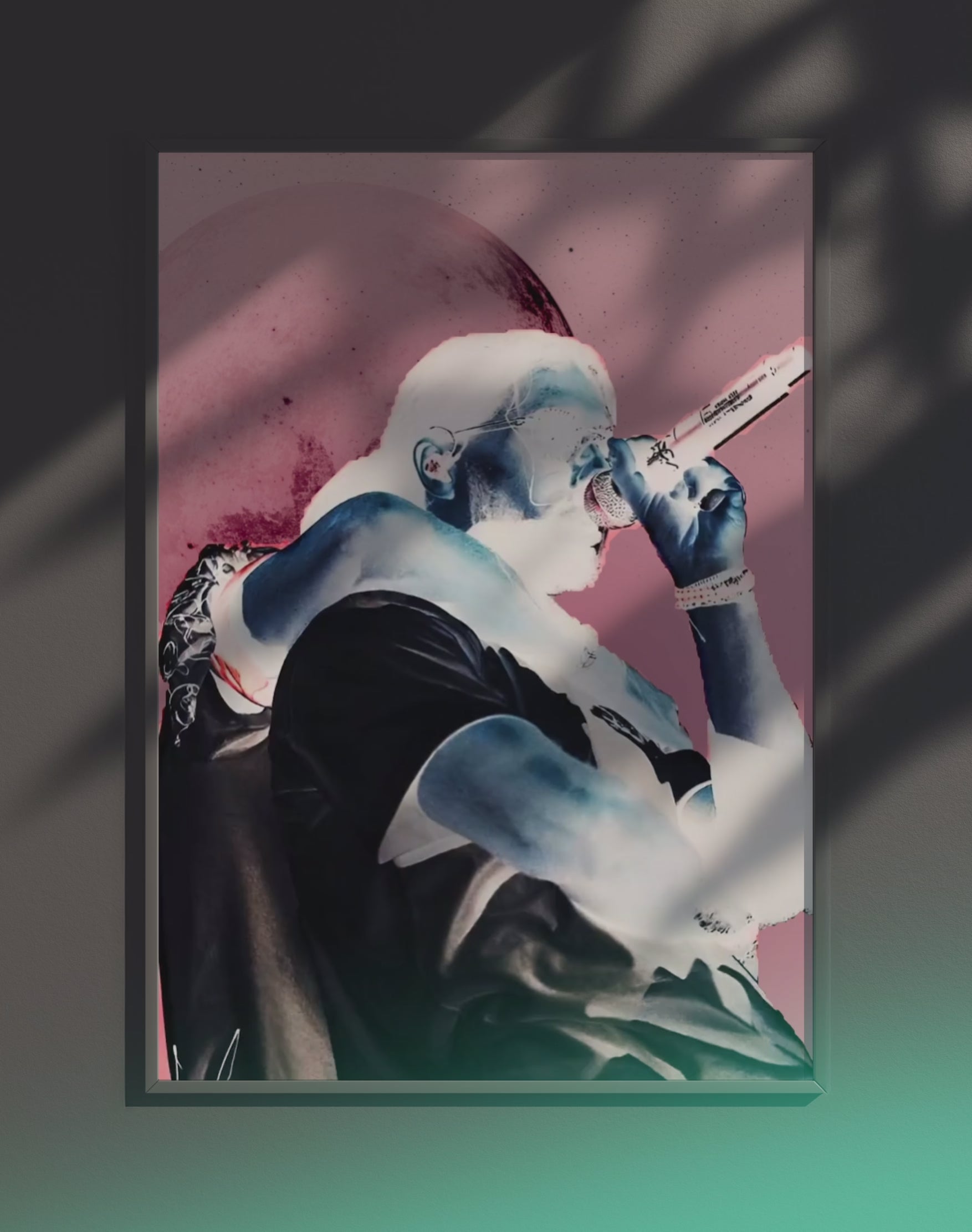 Poster dynamique "PNL" – version animée dans cadre, effet vivant, ton turquoise