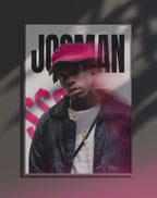Poster dynamique "JOSMAN" – version animée dans cadre, effet vivant, ton rose