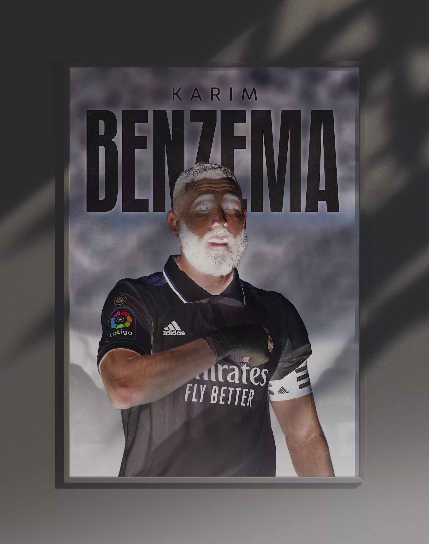 Poster dynamique "KARIM BENZEMA" – version animée dans cadre, effet vivant, ton blanc