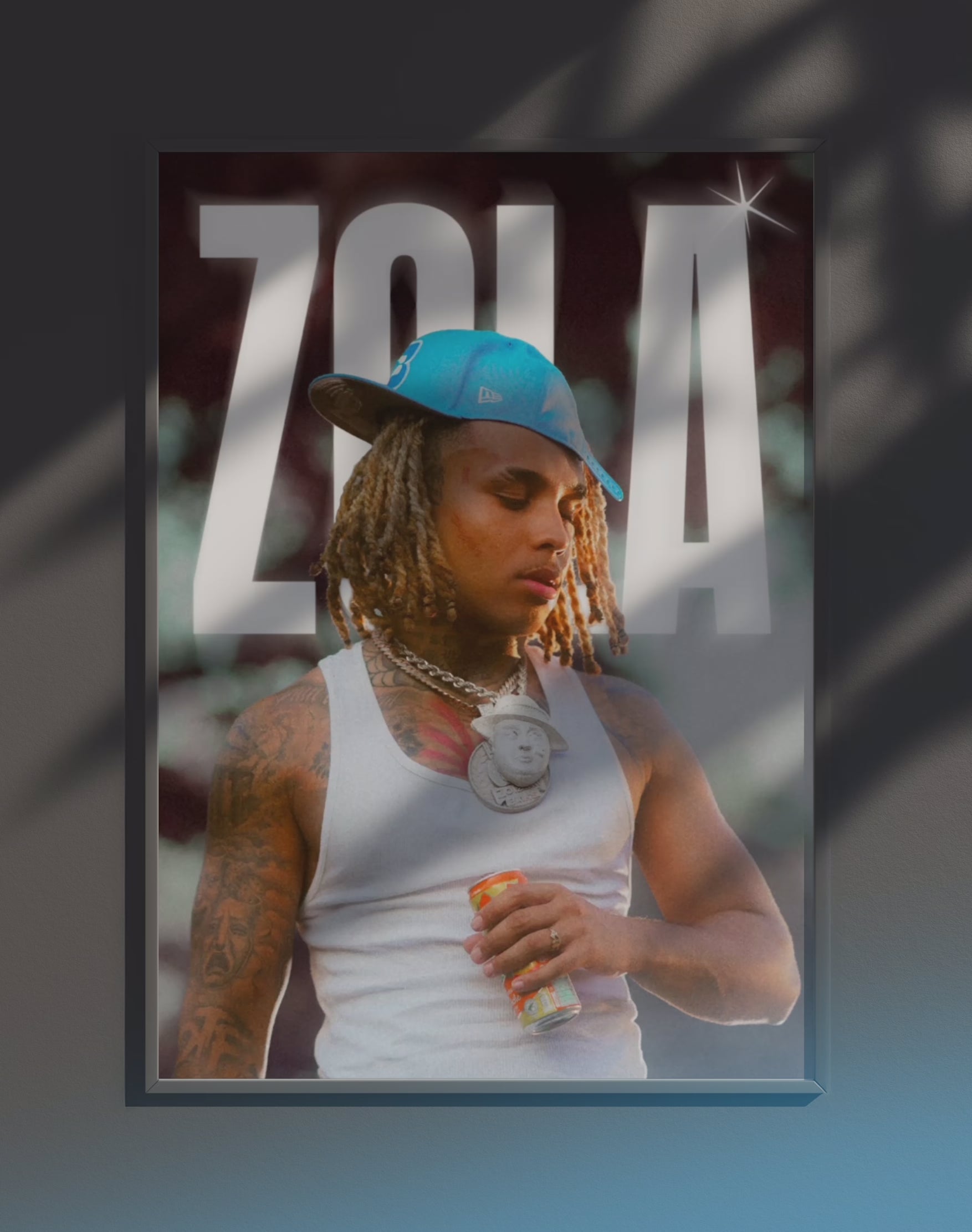 Poster dynamique "ZOLA" – version animée dans cadre, effet vivant, ton bleu