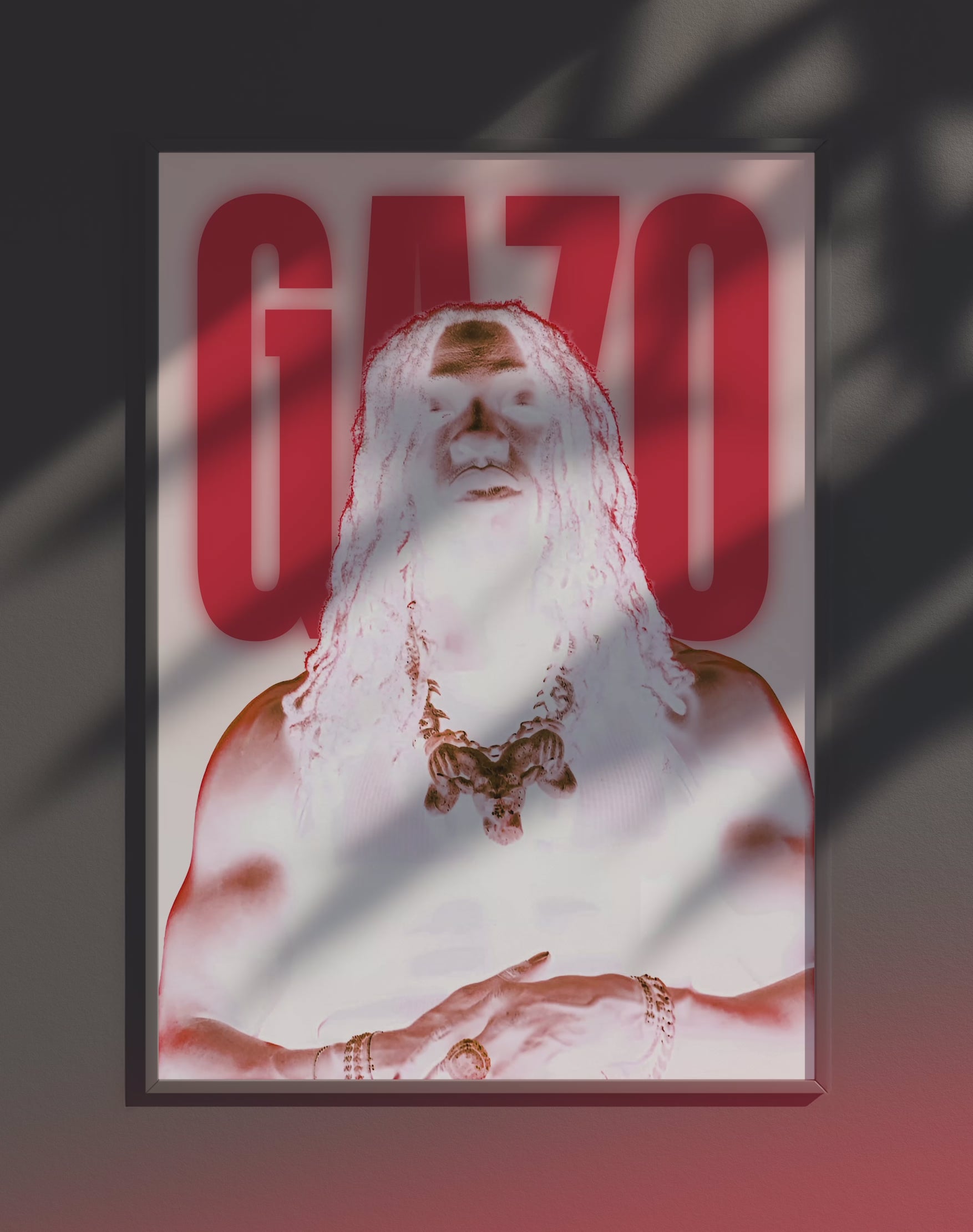 Poster dynamique "GAZO" – version animée dans cadre, effet vivant, ton rouge 
